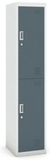 Šatníková skrinka S3 s úložnými boxami, 2 boxy, 1800 x 380 x 450 mm, demont, cylindrický zámok, sivá/tmavosivá