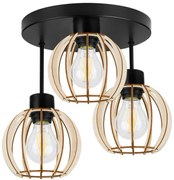 Stropné svietidlo Timber 8, 3x drevené tienidlo, or