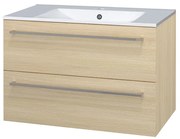 Mereo Mereo, Bino, kúpeľňová skrinka s keramickým umývadlom 81 cm, biela, dub, MER-CN631