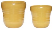 Súprava 2 žltých keramických kvetináčov Hübsch Tina