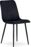 Čierna zamatová stolička LAVA ONYX s čiernymi nohami