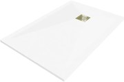 Mexen Stone+, obdĺžniková vanička z minerálneho kompozitu 80 x 70 cm, biela, zlatá lesklá krytka, 44107080-G