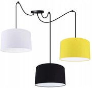 Závesné svietidlo Indigo Spider, 3x textilné tienidlo (mix 10 farieb), (výber z 2 farieb konštrukcie)