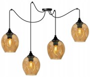 Závesné svietidlo Praga Spider, 4x sklenené tienidlo (mix 3 farieb)