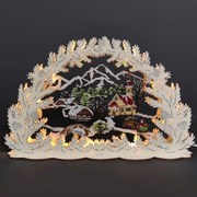 AMADEA Drevený svietiaci portál s motívom dedinky, farebný, 53 cm