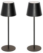 Sada 2 stolových lamp čiernych so stmievačom a nabíjateľných - Murdock