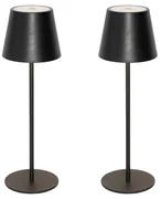 Sada 2 stolových lamp čiernych so stmievačom a nabíjateľných - Murdock