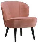 Ružové zamatové kreslo WOOOD Sara