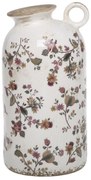 Keramická váza s uškom a kvetmi Nancy - Ø 14*26 cm