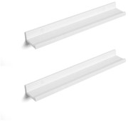 Nástenné plávajúce poličky sada 2 ks, lesklý dizajn, biele