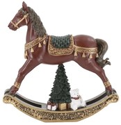 Višňovo-zelený antik hojdací koník Noël - Ø 18*4,5*18 cm