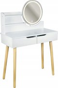 Toaletný stolík SCANDI 2 so zrkadlom a LED osvetlením biely / naturálny