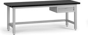 Pracovný stôl do dielne G4 so závesným boxom na náradie, MDF + PVC doska, 1 zásuvka, 2100 x 750 x 800 mm, sivá