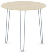 Okrúhly jedálenský stôl SPIDER, priemer 80 cm, sivo-strieborná podnož, doska dub prírodný