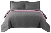 Tutumi Inez, obojstranný prešívaný prehoz 220x240 cm, tmavošedá-ružová, NAZ-08510