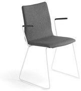 Konferenčná stolička OTTAWA, s kĺzavou základňou a opierkami rúk, šedá