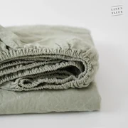 Svetlozelená napínacia ľanová plachta 140x200 cm Sage – Linen Tales