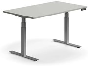 Výškovo nastaviteľný stôl QBUS, rovný, 1400x800 mm, strieborný rám, svetlošedá