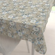 Biante Bavlnený obdĺžnikový obrus Sandra SA-552 Modré popínavé kvety na béžovom 50x100 cm