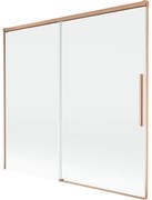 Mexen Rox, 2-krídlová posuvná vaňová zástena 170 x 150 cm, 8mm číre sklo, medený matný profil, 8C9-170-001-65-00