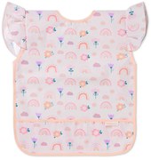 Detský podbradník, zásterka s vreckom Dúha, púdrová