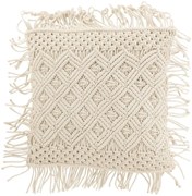 Prírodne biely vankúš s drhaným vzorom Macramé Cosy -  50*12*50 cm