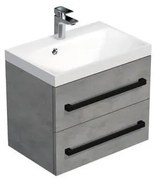 Kúpeľňová skrinka s čiernou úchytkou a umývadlom SAT Cube Way 60x53x40 cm betón mat CUBE2C60ZBE, 1 ks