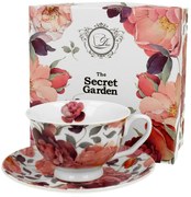 Porcelánová šálka na nohe s podšálkou Royal Spring Roses White 250 ml