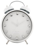 Karlsson 6019WH dizajnové stolové hodiny/budíkbiely, priemer 30 cm