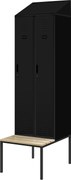 Šatníková skriňa s lavicou a strechou KACPER II PRO, 600 x 2295 x 850 mm, čierna