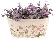 Oválny keramický obal na kvetináč s lúčnymi kvetmi Flowers of Love - 23*10*11 cm