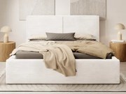 Posteľ Inez 180x200 cm, smotanovo biela štruktúrovaná látka%