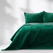 Zelený zamatový prešívaný pléd 220x240 cm Laila – AmeliaHome