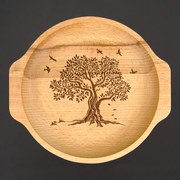 AMADEA Drevená miska s motívom stromu, masívne drevo, 24 cm