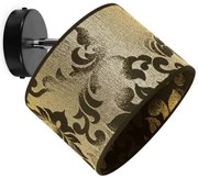 Bodové svietidlo Werona 1, 1x čierne/zlaté textilné tienidlo so vzorom, (možnosť polohovania)