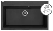 Laveo Tau, 1-komorový granitový drez 800x500x215 mm, čierna, LAV-SBT_7108