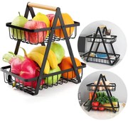 Košík na ovocie PULOS 2 úrovne čierny