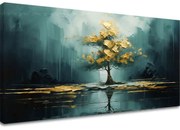 Moderný nástenný dekor Zlatý odraz v jazere - PREMIUM ART