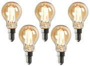 Sada 5 ks Smart E14 stmievateľná v Kelvinovej LED lampe P45 goldline 4,9W 470 lm 1800-4000K