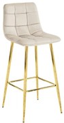 Barová stolička ARCETO zamatová béžová (zlaté nohy)