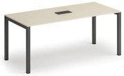 Rokovací stôl PRIMO SQUARE, 180x80 cm, breza + stolová zásuvka TYP I, čierna