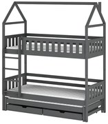 Poschodová posteľ Domček Iga 90x200 grafit