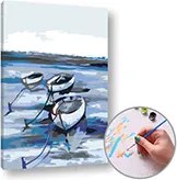 Maľovanie podľa čísel LOĎKY NA MORI –  nízka náročnosť