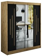 Skriňa Halifax Y1 180 Dub Artisan/čierna/Zrkadlo