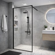 Erga Paris, sprchová zástena Walk-In 90x200 cm v čiernom ráme, 8mm číre sklo, čierny profil, ERG-V02-PARIS-090x200-BF