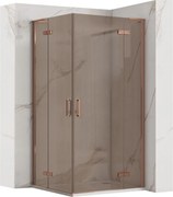 Štvorcový sprchovací kút REA HUGO Double Copper Brush 80x80 cm, meď kartáčovaná/hnedá dymová - bez vaničky