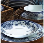 24-dielna jedálenská súprava, biela/modrá, porcelán