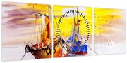 Obraz - Maľba loďou (s hodinami) (90x30 cm)