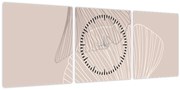 Obraz - Béžové listy N⁰2 (s hodinami) (90x30 cm)