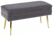 Prešívaná lavica s úložným priestorom VELVA 37x78 cm šedá/zlatá